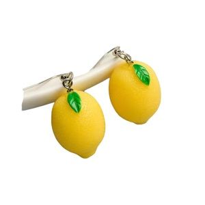 Lemon Fruit Whimsical Drop Earrings
